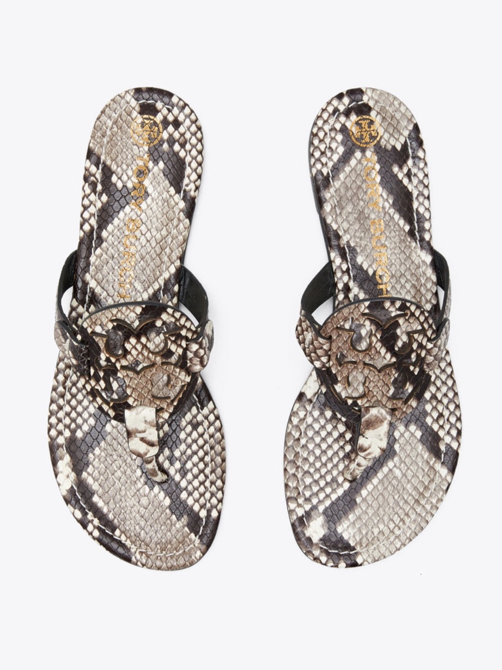 Tory Burch Snake-Print Miller Thong Sandals